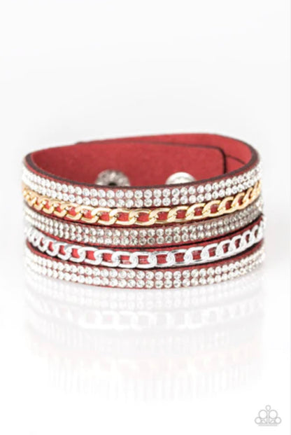 Fashion Fiend Red Urban Bracelet - Dazzling Diamonds 