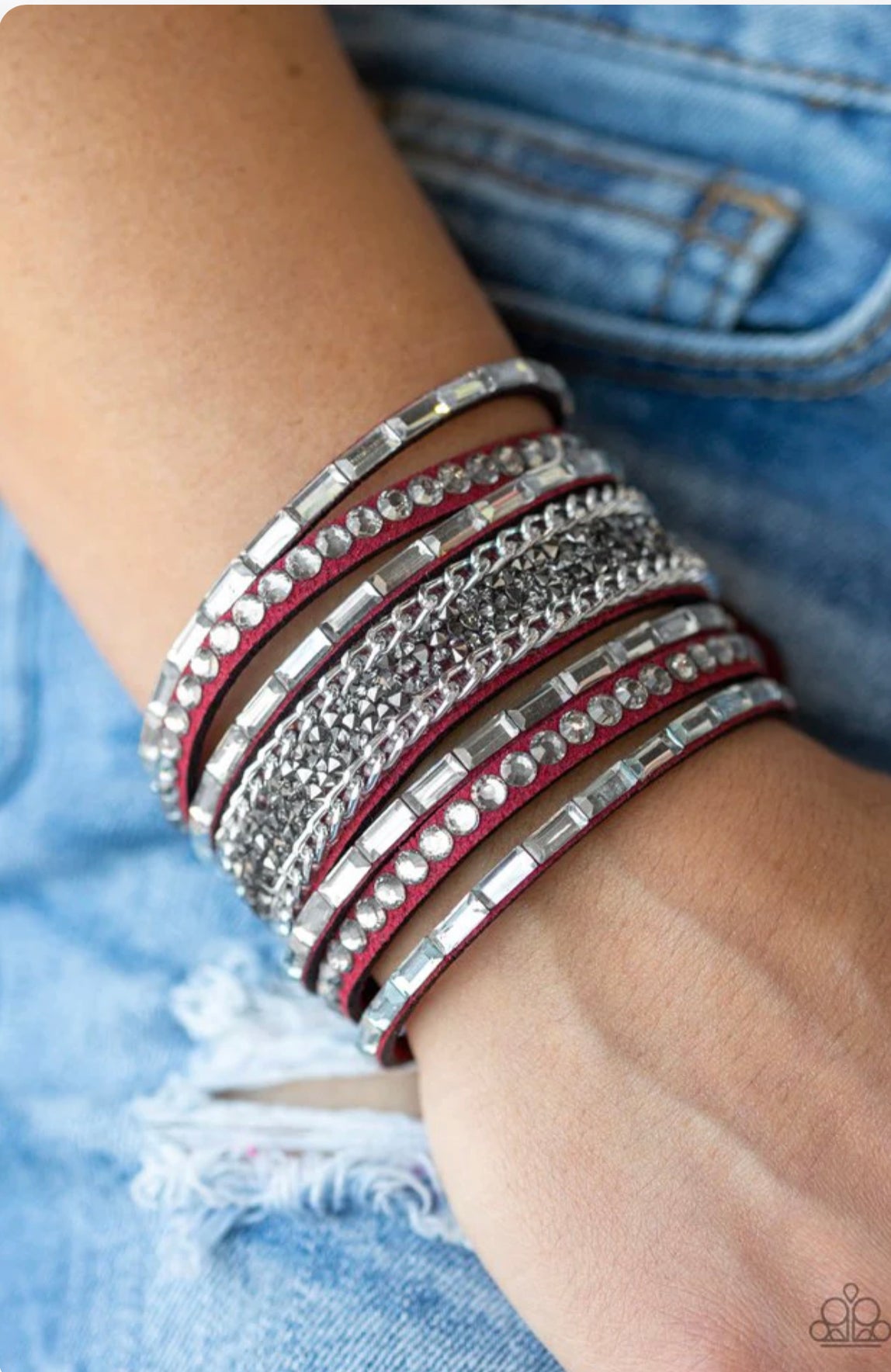 Rhinestone Rumble - Red ♥ Bracelet - Dazzling Diamonds 